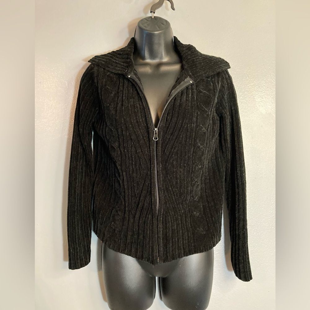 Designers Studio Originals black front zip ribbed sweater